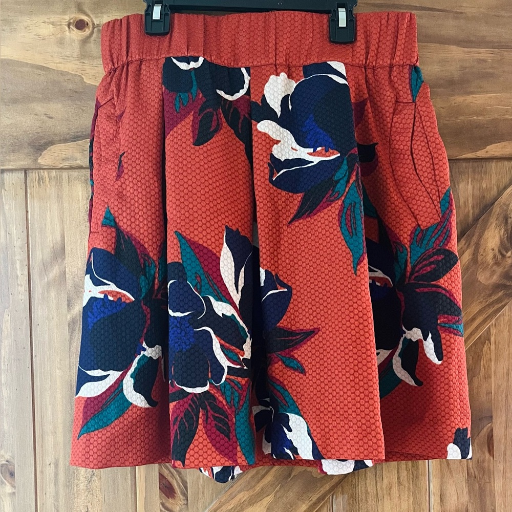 Anthropologie Maeve Floral Burnt Orange Skirt